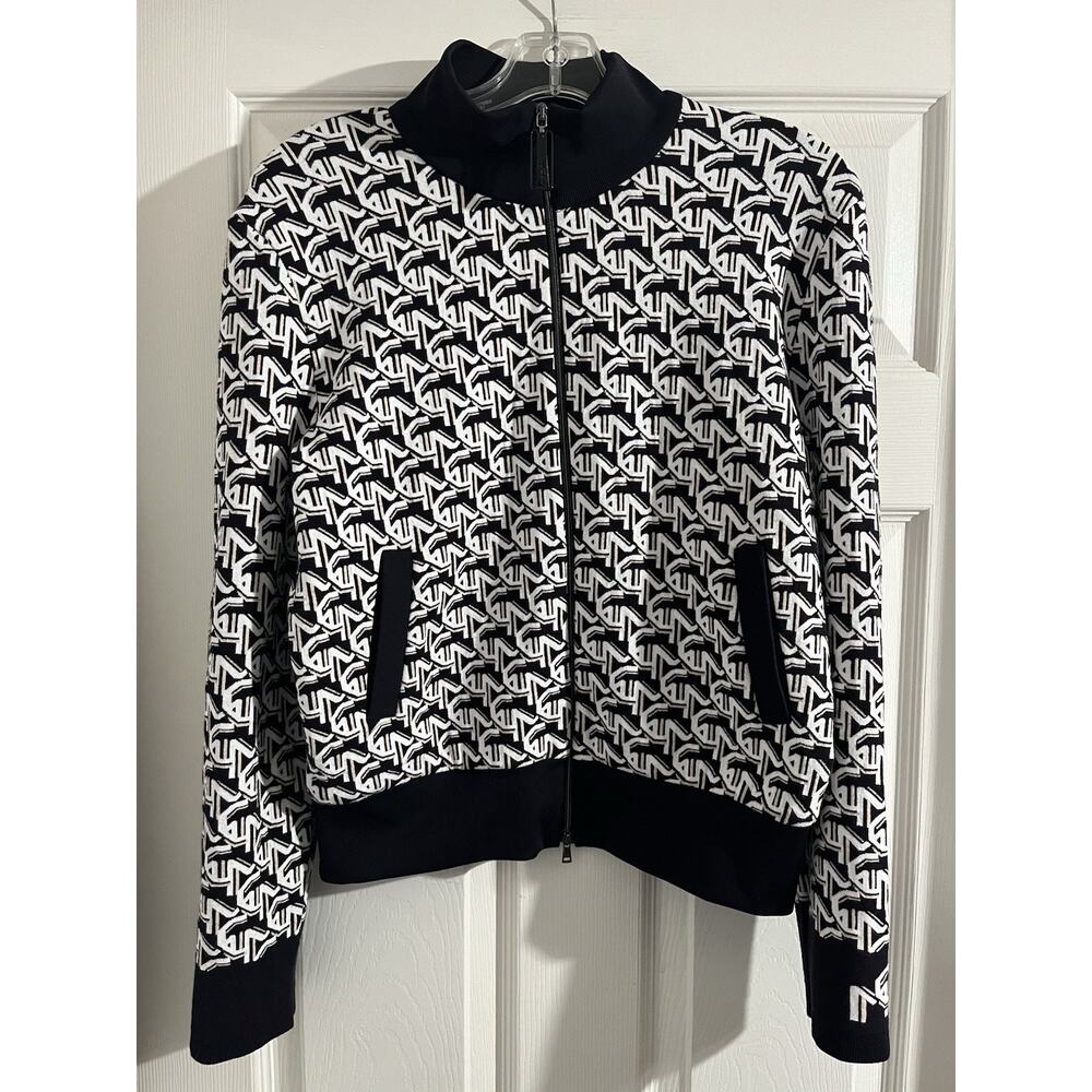 Marc Cain Full Zip Jacket Sz N2 Medium MC Initials Black
